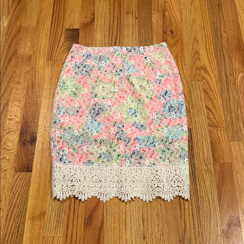 Lush Multicolor Lace Pencil Skirt - Picture 4 of 6